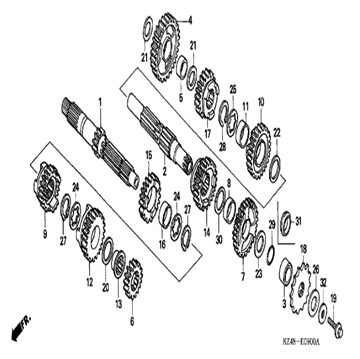 Collar countershaft, 23225-KSC-670 , Honda